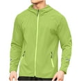 thumbnail image 1 of HOOMEUMY Men's Running Jacket Lightweight Water Resistant Windproof Hoodie Full Zip Breathable Workout Jacket Outdoor Sportswear Green L, 1 of 7
