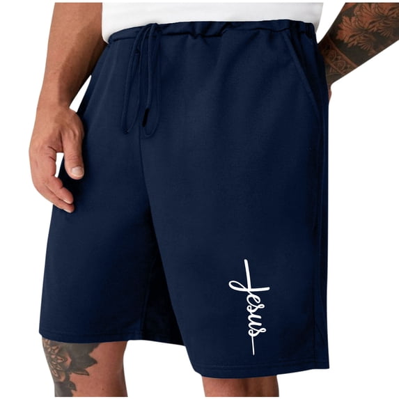 HOOMEUMY Men's Shorts Athletic Gym Workout Shorts with Pockets Summer Beach Shorts Drawstring Elastic Waist Running Shorts Soft Quick Dry Shorts Plus Size Blue M