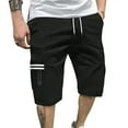 thumbnail image 1 of HOOMEUMY Men's Shorts Classic Drawstring Elastic Waist Sports Short Pants with Pockets Leisure Beach Shorts Fashion Comfy Outdoor Summer Solid Color (Black,M), 1 of 8