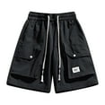 thumbnail image 1 of HOOMEUMY Men's Shorts Classic Outdoor Beach Shorts Solid Color Drawstring Elastic Waist Multi Pocket Shorts Leisure Summer Fashion Comfy (Black,XXL), 1 of 6
