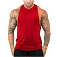 thumbnail image 1 of HOOMEUMY Men's Sleeveless Shirts Crew Neck Sports Fitness Tank Tops Basic Shirt Lightweight Solid Color Relaxed Sleeveless Casual Soft Blouses (Red,XXL), 1 of 4