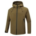 thumbnail image 1 of HOOMEUMY Men's Softshell Jacket Water Resistant Windproof Hooded Lightweight Outdoor Hiking Sport Coat Warm Zipper Full Zip Coffee XL, 1 of 4