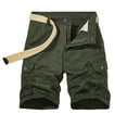 thumbnail image 1 of HOOMEUMY Men's Solid Color Multi-Pocket Shorts Belt Straight Wear-resistant Breathable Summer Beach Cargo Shorts Green L, 1 of 3