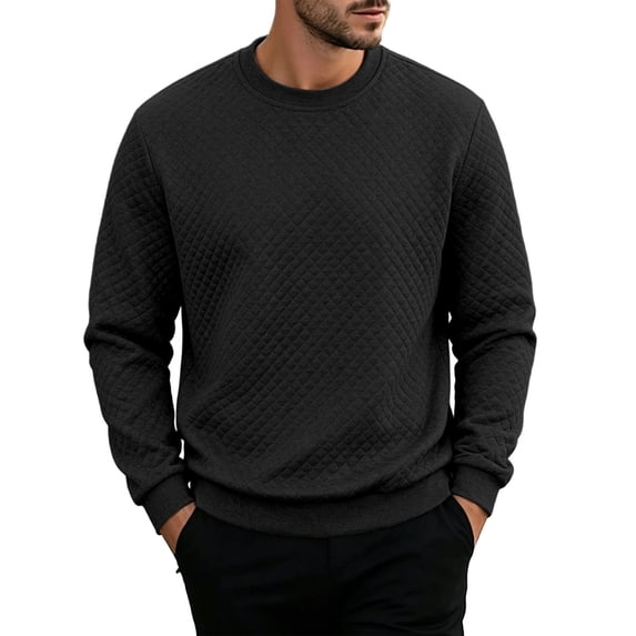HOOMEUMY Men's Solid Long Sleeved Round Neck Casual Sports T shirt Fashionable Comfortableable Daily Use for Outdoor Activities and Leisure Wear