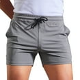 thumbnail image 1 of HOOMEUMY Men's Sports Fitness Solid Color Drawstring Shorts Summer Beach Quick Dry Gym Workout Running Shorts with Zipper Pockets Gray L, 1 of 7