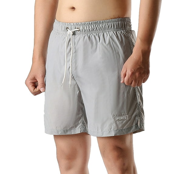 HOOMEUMY Men's Sports Quick Dry Swim Trunks with Pockets Mesh Lining Drawstring Waist Lightweight Summer Shorts Gray XXXL