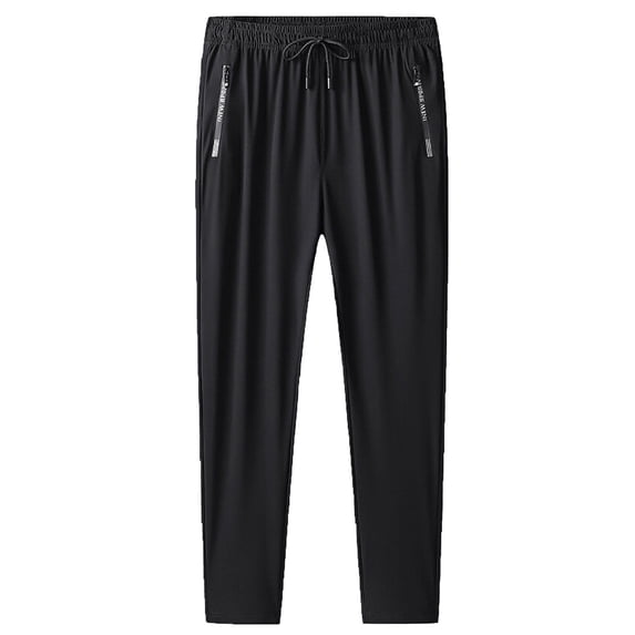 HOOMEUMY Men's Sportswear Joggers Pants Trousers with Zipper Pockets Drawstring Elastic Waist Tapered Leg Workout Running Athletic Pants Black XXL