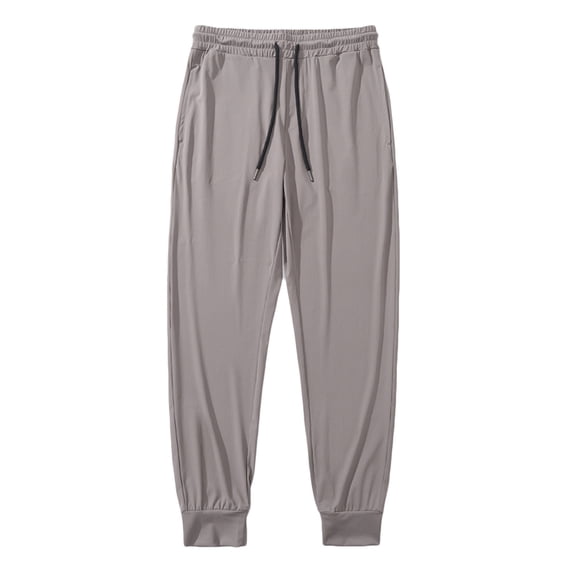HOOMEUMY Men's Straight Fit Drawstring Elastic Waist Bound Feet Quick Dry Jogger Pants with Pockets Tapered Leg Trousers Yellow L