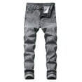 thumbnail image 1 of HOOMEUMY Men's Straight Fit Jeans Stretch Slim Fit Lightweight Denim Regular Pants Zipper Fly Washed Trousers Gray XL, 1 of 8