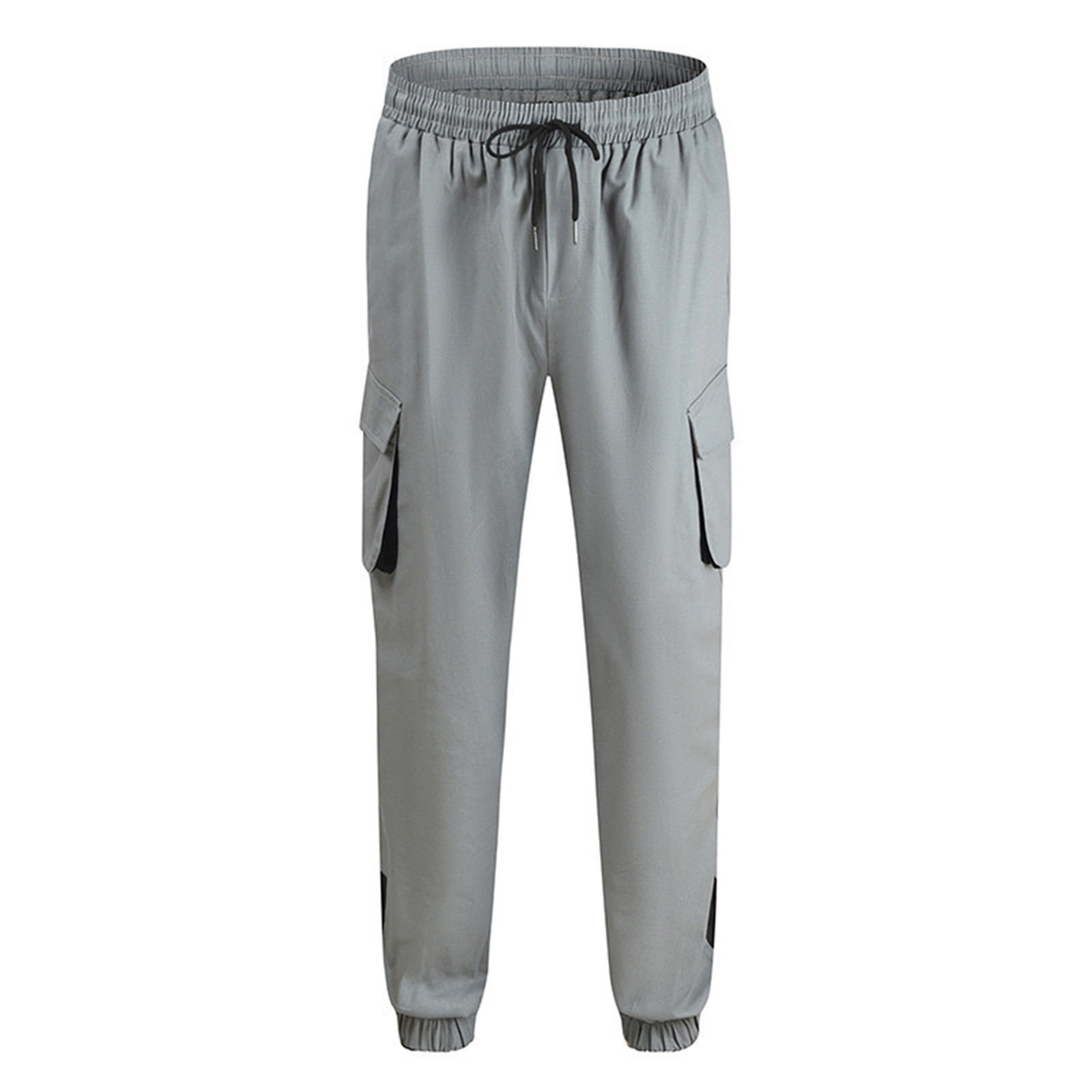HOOMEUMY Men s Straight Leg Drawstring Joggers Sweatpants with Zipper Pockets Tapered Ankle Cuff Pants Trousers Gray XXXL