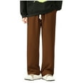 thumbnail image 1 of HOOMEUMY Men's Straight Leg Long Pants with Pockets Drawstring Solid Color Loose Fit Trousers Sweatpants Joggers Hip Hop Streetwear Bottoms Brown XXL, 1 of 9