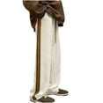 thumbnail image 1 of HOOMEUMY Men's Straight Leg Long Pants with Side Striped Drawstring Closure Loose Fit Trousers Streetwear Hip Hop Sweatpants Joggers White L, 1 of 4