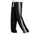 thumbnail image 1 of HOOMEUMY Men's Straight Leg Sweatpants with Two Side White Stripes Baggy Hip Hop Long Pants with Pockets Drawstring Closure Sports Trousers Black M, 1 of 5