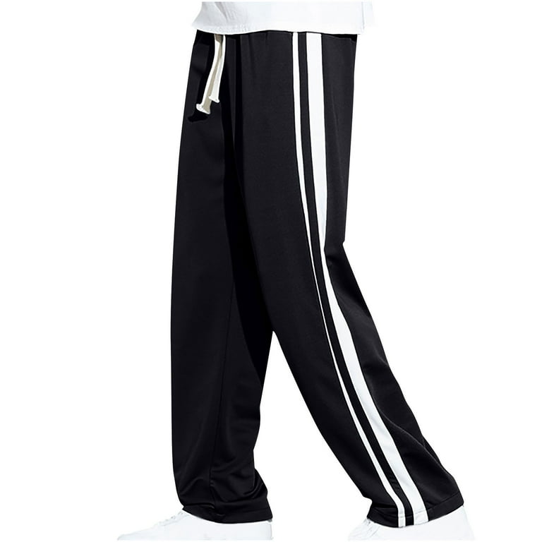 HOOMEUMY Men's Straight Leg Sweatpants with Two Side White HOOMEUMY Men's Straight Leg Sweatpants with Two Side White