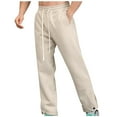 thumbnail image 1 of HOOMEUMY Men's Straight Sports Sweatpants with Pockets Drawstring Solid Color Loose Fit Long Pants Yellow XXXL, 1 of 8