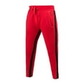 thumbnail image 1 of HOOMEUMY Men's Straight Sweatpants with Pockets Drawstring Closure Red Stripe Sports Gym Fitness Trousers Bottoms Red L, 1 of 2