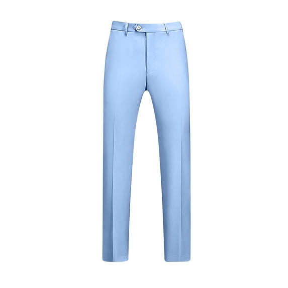 HOOMEUMY Men's Suit Pants Business Dress Trousers Flat Front Straight Leg Solid Color Office Work Slacks Blue XXXL