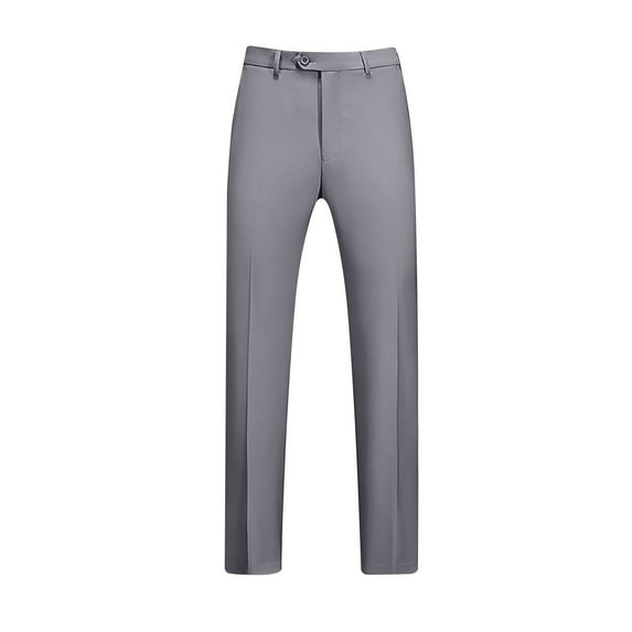 HOOMEUMY Men's Suit Pants Business Dress Trousers Flat Front Straight Leg Solid Color Office Work Slacks Gray XXL