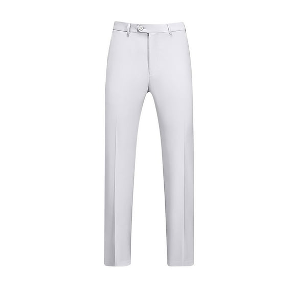 HOOMEUMY Men's Suit Pants Business Dress Trousers Flat Front Straight Leg Solid Color Office Work Slacks White XXXXL