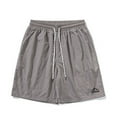 thumbnail image 1 of HOOMEUMY Men's Summer Bamboo Embroidery Drawstring Shorts Pockets Breathable Sports Running Beach Shorts Gray L, 1 of 8