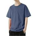thumbnail image 1 of HOOMEUMY Men's Summer Basic Pure Color Lightweight T-Shirt Crew Neck Short Sleeve Loose Fit Tee Breathable Casual Tops Blue XXXL, 1 of 5