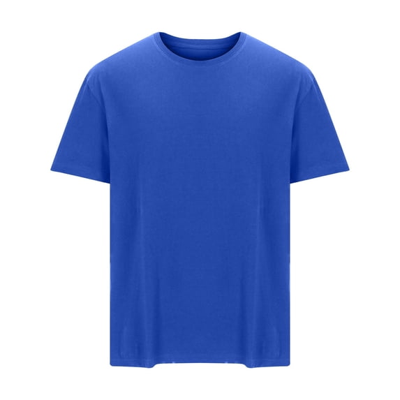 HOOMEUMY Men's Summer Basic T-Shirt Crew Neck Breathable Short Sleeve Solid Color Loose Fit Tee Comfortable Casual Tops Blue XXXL