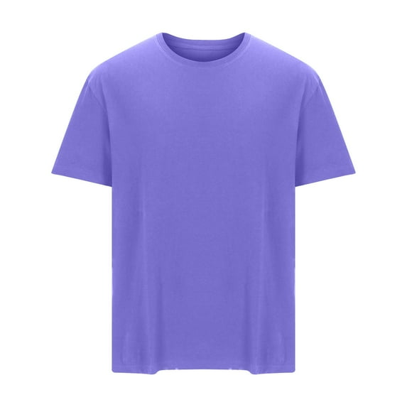 HOOMEUMY Men's Summer Basic T-Shirt Crew Neck Breathable Short Sleeve Solid Color Loose Fit Tee Comfortable Casual Tops Purple XL