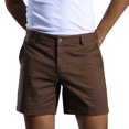 thumbnail image 1 of HOOMEUMY Men's Summer Beach Shorts Cotton Linen Stretch Breathable Casual Solid Color Bermuda Shorts with Pockets Brown L, 1 of 7