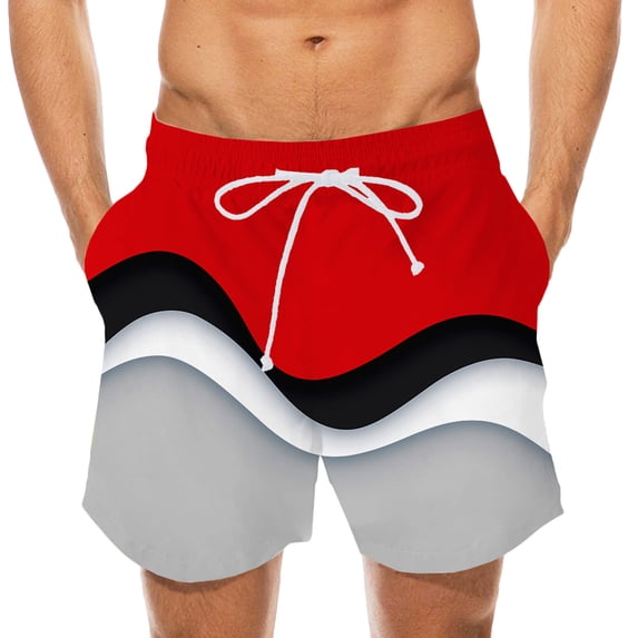 HOOMEUMY Men's Summer Beach Shorts Drawstring Elastic Waist Mesh Lining Side Pockets Printed Swim Trunks Board Shorts Quick Dry Bathing Suits Gray 10