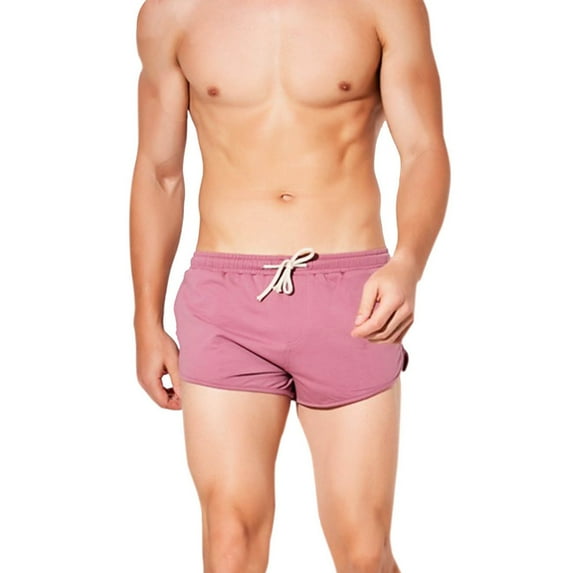 HOOMEUMY Men's Summer Beach Shorts Drawstring Swim Trunks Quick Dry Bathing Suits with Pockets Sports Running Shorts Purple L
