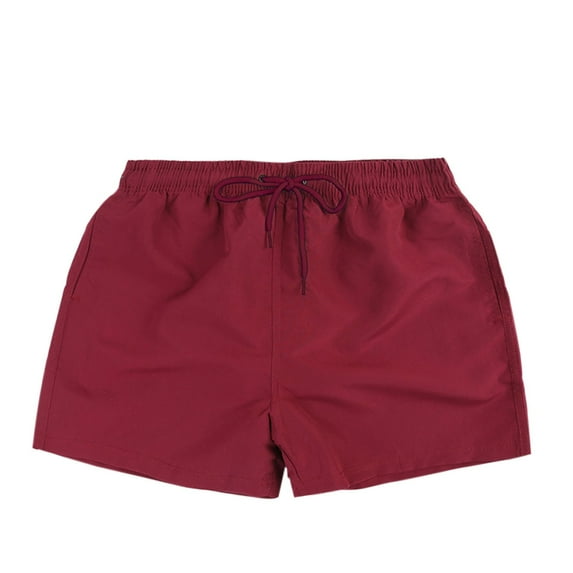 HOOMEUMY Men's Summer Beach Shorts Quick Dry Drawstring Elastic Breathable Swim Trunks Bathing Suits with Pockets Green Red M
