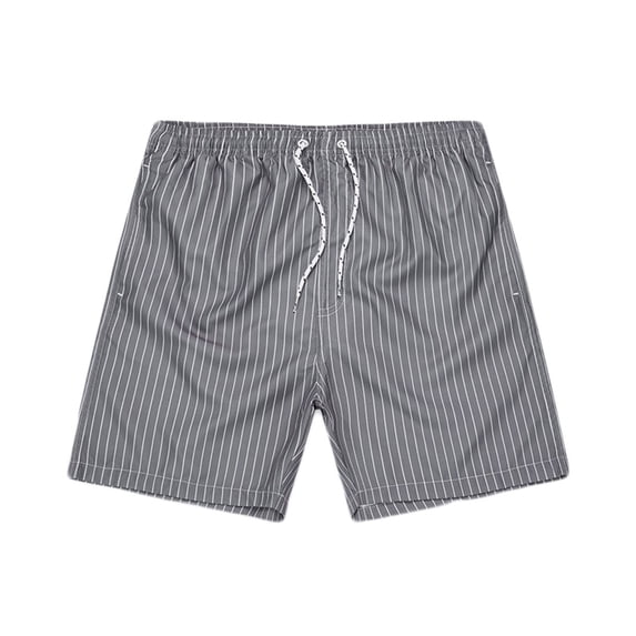 HOOMEUMY Men's Summer Beach Shorts Quick Dry Drawstring Lightweight Striped Swim Trunks Holiday Board Shorts Gray XXL