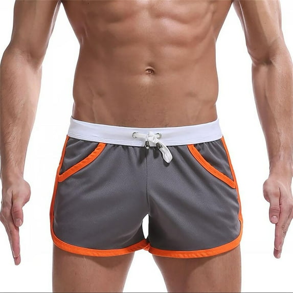 HOOMEUMY Men's Summer Beach Shorts Quick Dry Swim Trunks Bathing Suit with Pockets Sports Gym Running Shorts Drawstring Waist Green Black Gray L