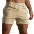 thumbnail image 1 of HOOMEUMY Men's Summer Beach Shorts Striped Drawstring Elastic Waist Loose Fit Activewear Gym Workout Shorts with Pockets Yellow XXXXL, 1 of 5