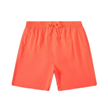 HOOMEUMY Men's Summer Beach Shorts Swim Trunks Quick Dry Lightweight with Mesh Lining Drawstring Sports Shorts with Pockets Orange M