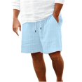 thumbnail image 1 of HOOMEUMY Men's Summer Beach Shorts with Pockets Drawstring Elastic Waist Loose Fit Linen Shorts Plus Size Blue XXXL, 1 of 6
