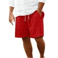 thumbnail image 1 of HOOMEUMY Men's Summer Beach Shorts with Pockets Drawstring Elastic Waist Loose Fit Linen Shorts Plus Size Red XXL, 1 of 6