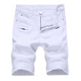 thumbnail image 1 of HOOMEUMY Men's Summer Biker Jeans Shorts Distressed Stretch Slim Fit Denim Shorts Ripped Hole Short Pants Red White M, 1 of 6