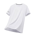 thumbnail image 1 of HOOMEUMY Men's Summer Breathable Mesh T-Shirt Quick Dry Sports Fitness Running Gym T-Shirt Stretch Lightweight Tops Tee White L, 1 of 8