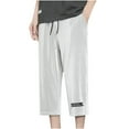 thumbnail image 1 of HOOMEUMY Men's Summer Capri Pants Drawstring Quick Dry Breathable Solid Color Lightweight Elastic Waist with Pockets Gray XL, 1 of 3