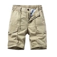 thumbnail image 1 of HOOMEUMY Men's Summer Cargo Shorts Cotton Baggy Loose Fit Wear-resistant Breathable Stretch Multi-Pockets Straight Leg Work Shorts Yellow L, 1 of 8