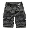 thumbnail image 1 of HOOMEUMY Men's Summer Cargo Shorts Cotton Loose Fit Breathable Stretch Elastic Waist Multi-Pocket Zip Fly Straight Short Pants Gray S, 1 of 3