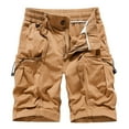 thumbnail image 1 of HOOMEUMY Men's Summer Cargo Shorts Cotton Loose Fit Breathable Stretch Elastic Waist Multi-Pocket Zip Fly Straight Short Pants Yellow M, 1 of 7