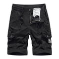 thumbnail image 1 of HOOMEUMY Men's Summer Cargo Shorts Cotton Loose Fit Wear-resistant Baggy Straight Pockets Solid Color Bermuda Short Pants Black M, 1 of 3