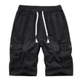 thumbnail image 1 of HOOMEUMY Men's Summer Cargo Shorts Drawstring Elastic Waist Relaxed Fit Military Shorts with Pockets Straight Camo Shorts Black XXXXL, 1 of 3