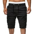 thumbnail image 1 of HOOMEUMY Men's Summer Cargo Shorts Drawstring Elastic Waist Solid Color Multi Pockets Straight Short Pants Black XXL, 1 of 5