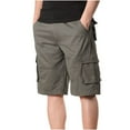 thumbnail image 1 of HOOMEUMY Men's Summer Cargo Shorts Loose Fit Elastic Waist Multi-Pocket Straight Short Pants with Belt Green S, 1 of 6