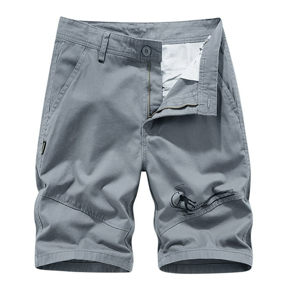 HOOMEUMY Men's Summer Cargo Shorts Loose Fit Straight Multi-Pockets Zip Fly Stretch Short Pants Gray 14