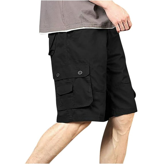HOOMEUMY Men's Summer Cargo Shorts with Multi Pockets Straight Fit Relaxed Loose Fit Shorts for Daily Work Outdoor Activities Travel Golf Beach Black XXXXXXL