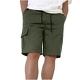 thumbnail image 1 of HOOMEUMY Men's Summer Cargo Shorts Multiple Pockets Adjustable Drawstring Elastic Waist Relaxed Fit Straight Short Pants Green XL, 1 of 5